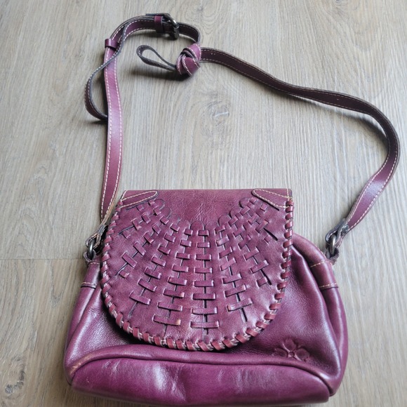 Patricia Nash Handbags - Patricia Nash Women Crossbody Bag Small Purple Leather Woven Boho Casual